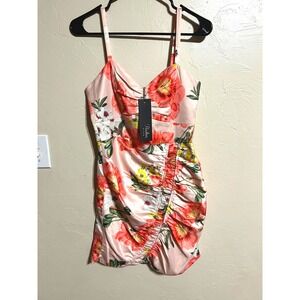 Parker Black Blush Anise Bloom Ruched Cami Mini Dress Size 4